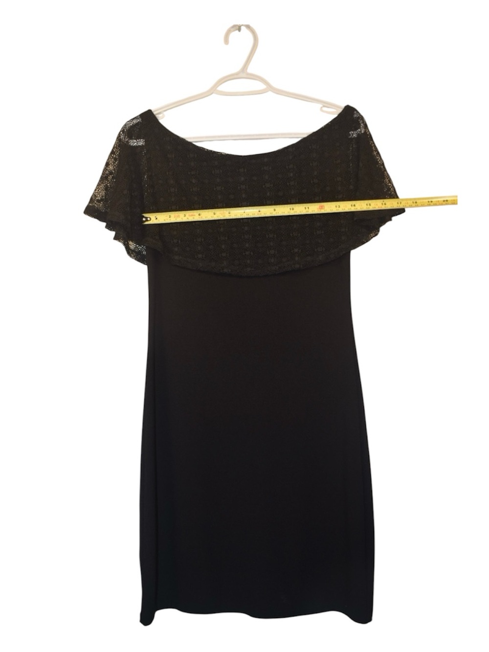 Off-Shoulder Black Ruffle Midi Dress - Picture 2 of 4